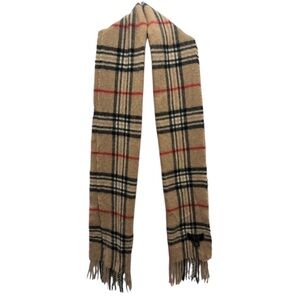 Charter Club Tan and Red Plaid Cashmere Scarf